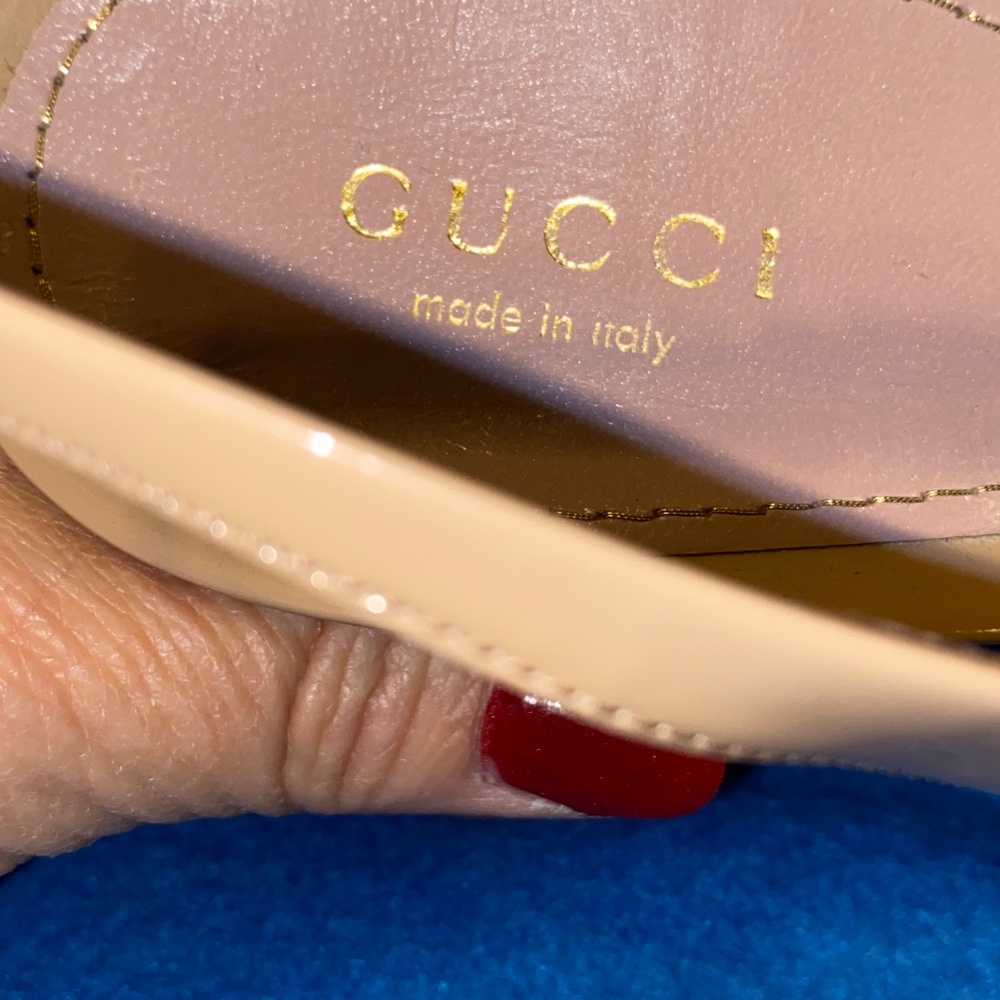 Gucci Beige Patent Leather Peep Toe Platform Slingback Pumps Size 40 US size 10 - Picture 11 of 16